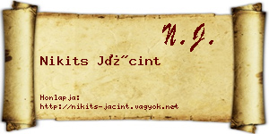 Nikits Jácint névjegykártya
